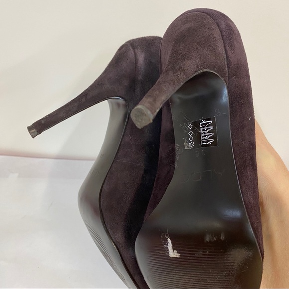 Aldo Brown Suede Leather Pointy Toe Heels, Shoes - Picture 8 of 8